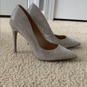 Steve Madden Silver Rhinestone Pointed Toe Stiletto Heels